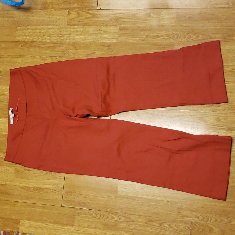 Susan Monaco brick red linen cropped pants sz 4